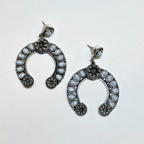 Western Boho Style Silver Concho Naja Earrings #880 - Picture 7 of 11